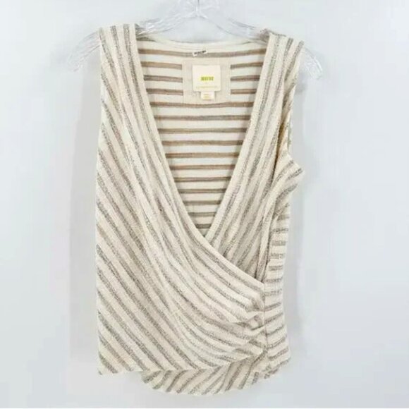 NWT Anthropologie Maeve Striped Sleeveless "Wrap" Top Size Medium - Picture 2 of 4